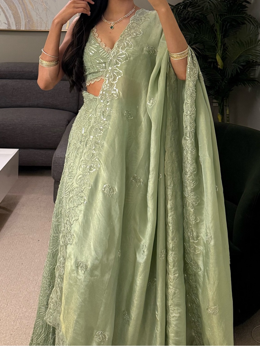 The Saree Room Sage Green Lehenga Set